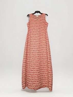 Vintage ECI 90s Textured Maxi Dress Brown Pink Red Abstract Print Women’s Size L